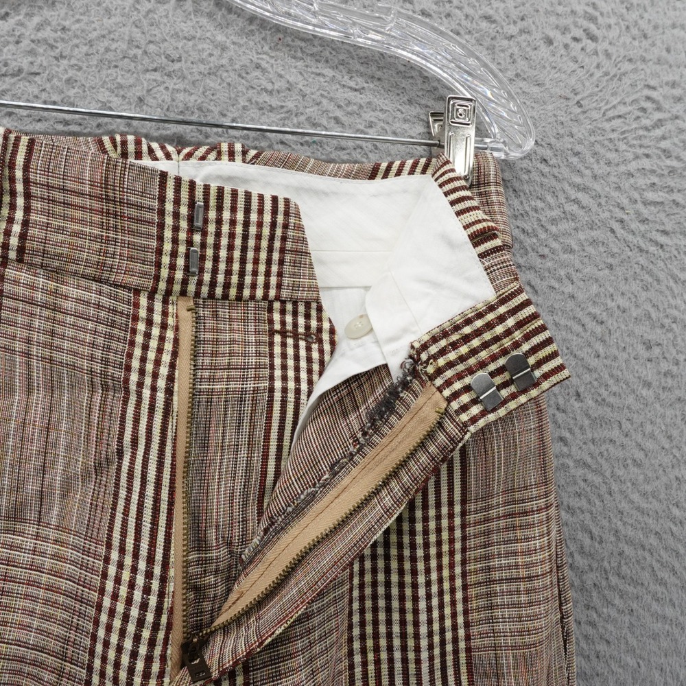 RE/DONE Plaid Print Straight Leg Pants Size 24 Red Ivory‎ Womens High Rise - Picture 12 of 16